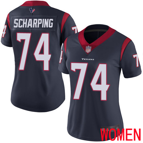 Houston Texans Limited Navy Blue Women Max Scharping Home Jersey NFL Football 74 Vapor Untouchable